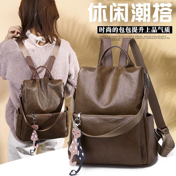 2019 soft leather noodles both shoulders package women's three use travel backpack
2019 soft leather noodles both shoulders package women's three use travel backpack