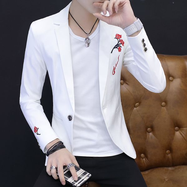 ho men's suits the new spring 2018 suits of cultivate one's morality leisure fashion embroidery suit, White;black
ho men's suits the new spring 2018 suits of cultivate one's morality leisure fashion embroidery suit, White;black