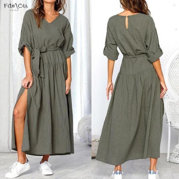 us warehouse dress linen women long sleeve v neck split solid sashes fashion dresses ladies casual loose maxi dress women aug3 designer, Black;gray
us warehouse dress linen women long sleeve v neck split solid sashes fashion dresses ladies casual loose maxi dress women aug3 designer, Black;gray