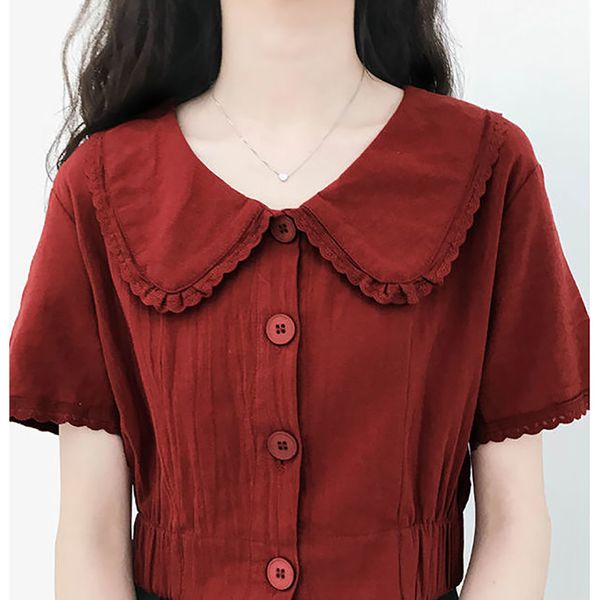 women spring summer style blouses shirts lady casual short sleeve peter pan collar blusas zz0720, White
women spring summer style blouses shirts lady casual short sleeve peter pan collar blusas zz0720, White