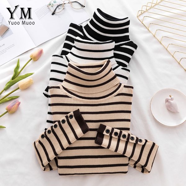 yuoomuoo chic 2019 striped turtleneck sweater autumn women slim pullovers fashion buttons long sleeve winter pull femme, White;black
yuoomuoo chic 2019 striped turtleneck sweater autumn women slim pullovers fashion buttons long sleeve winter pull femme, White;black