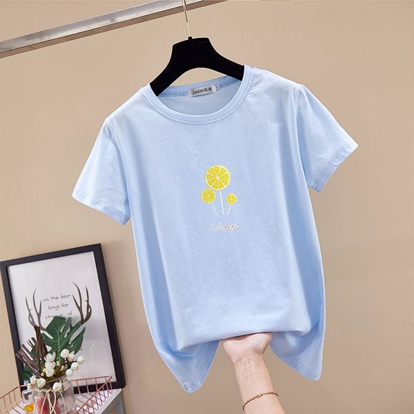 t-shirt women's cotton short-sleeved loose summer 2020 new coat home service female was thin lemon balloon print, Blue;gray
t-shirt women's cotton short-sleeved loose summer 2020 new coat home service female was thin lemon balloon print, Blue;gray