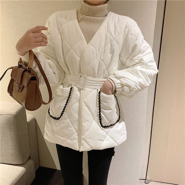 korean fashion chic big pocket white cotton coats women slim warm thick coat female winter v neck casual parkas belted jackets, Black
korean fashion chic big pocket white cotton coats women slim warm thick coat female winter v neck casual parkas belted jackets, Black