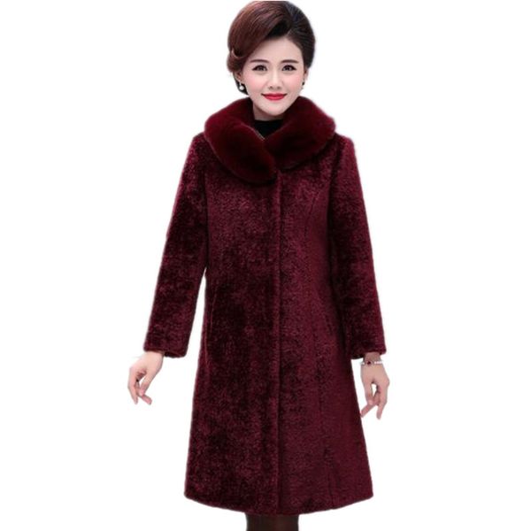 new middle-aged winter women sheep shearing overcoats fashion elegant large size long imitation fur coat female warm coat as898, Black
new middle-aged winter women sheep shearing overcoats fashion elegant large size long imitation fur coat female warm coat as898, Black