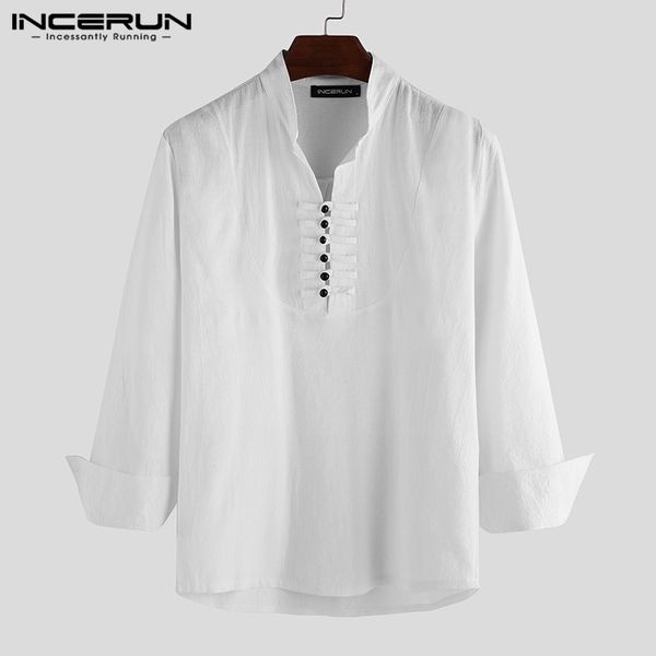incerun vintage mens shirt long sleeve cotton stand collar solid button casual loose ethnic style mens shirts camisa 2019, White;black
incerun vintage mens shirt long sleeve cotton stand collar solid button casual loose ethnic style mens shirts camisa 2019, White;black