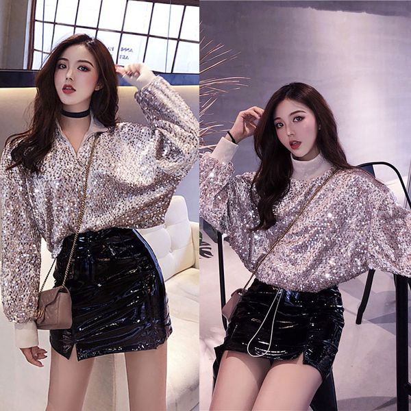 spring autumn european lapel sleeve stand collar loose sequins short pullovers hoodies women fashion new streetwear 2020, Black
spring autumn european lapel sleeve stand collar loose sequins short pullovers hoodies women fashion new streetwear 2020, Black
