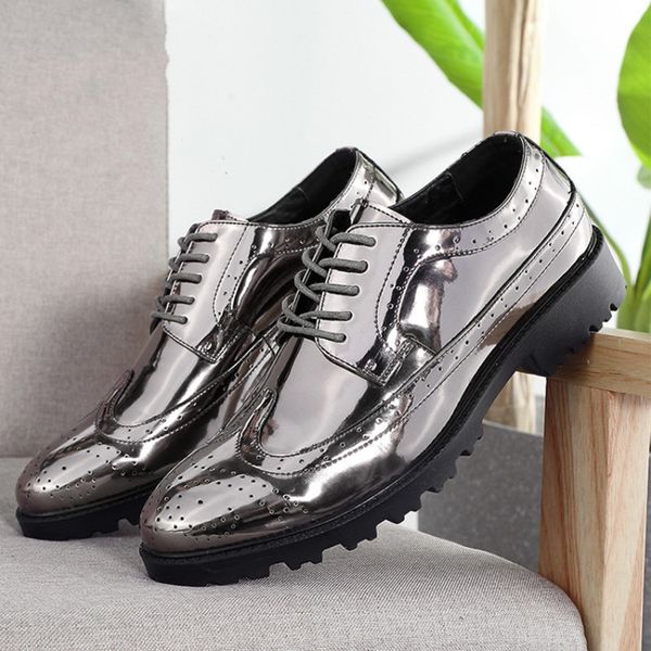 new polish designer luxury men's shoes british fashion men patent leather bright oxfords shoes gold silver plus size 46 47 48, Black
new polish designer luxury men's shoes british fashion men patent leather bright oxfords shoes gold silver plus size 46 47 48, Black