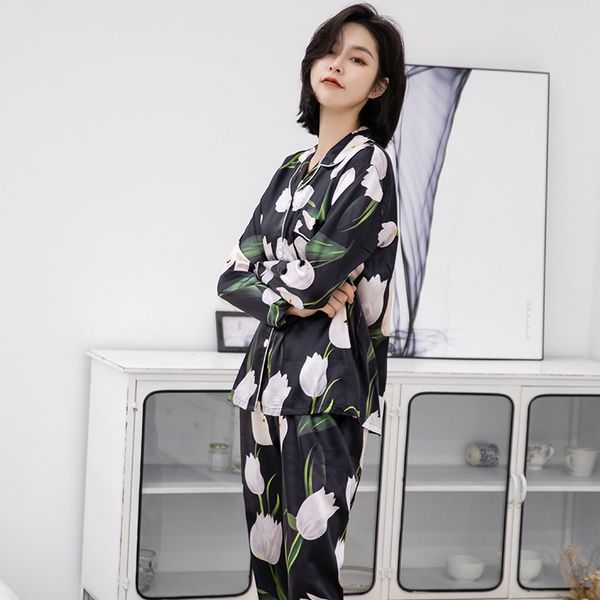silk pjs women pajamas sets two-piece long sleeve pijama mujer woman pants satin cloth leisure homewear green printing nightgown, Black;red
silk pjs women pajamas sets two-piece long sleeve pijama mujer woman pants satin cloth leisure homewear green printing nightgown, Black;red