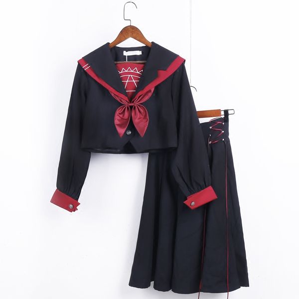 black long jk uniform sailor suit cos school wear women school uniform soft punk lolita magic front halloween fashion costumes, White
black long jk uniform sailor suit cos school wear women school uniform soft punk lolita magic front halloween fashion costumes, White