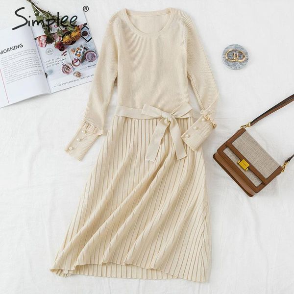 simplee women ruffled knitted dress o-neck a-line solid pearl long sleeve dress chic office lady autumn belt slim sweater, Black;gray
simplee women ruffled knitted dress o-neck a-line solid pearl long sleeve dress chic office lady autumn belt slim sweater, Black;gray