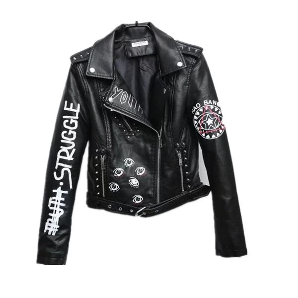 2019 fall new punk letter graphic jacket black faux leather chic coat chaqueta cuero mujer motorcycle letter rock coat
2019 fall new punk letter graphic jacket black faux leather chic coat chaqueta cuero mujer motorcycle letter rock coat