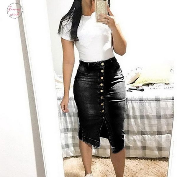womens denim jeans skirt 2019 new high waist button front pencil bodycon button skirt long denim skirt, Black
womens denim jeans skirt 2019 new high waist button front pencil bodycon button skirt long denim skirt, Black