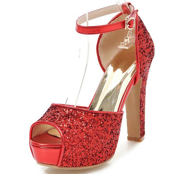 women new summer sandals bride wedding party shoes peep toe thick heel platform red gold sandals shoes woman, Black
women new summer sandals bride wedding party shoes peep toe thick heel platform red gold sandals shoes woman, Black