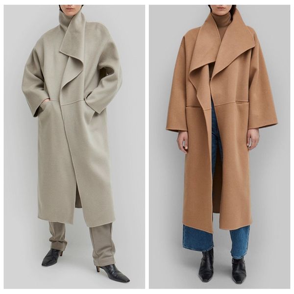 brand fashion women's high-end luxury winter loose vintage silhouette split collar lapel wool cashmere coat, Black
brand fashion women's high-end luxury winter loose vintage silhouette split collar lapel wool cashmere coat, Black