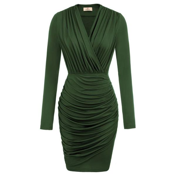 women's dresses long sleeve v-neck pleated hips-wrapped dresses elegant casual formal party evening bodycon mini pencil dress, Black;gray
women's dresses long sleeve v-neck pleated hips-wrapped dresses elegant casual formal party evening bodycon mini pencil dress, Black;gray