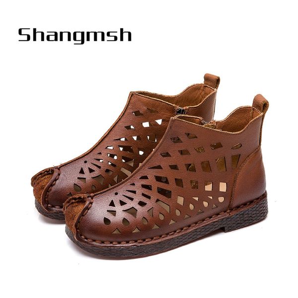 summer women ankle boots handmade genuine leather hollow out sandals wedge women's shoes soft bottom women boots d1918-2, Black
summer women ankle boots handmade genuine leather hollow out sandals wedge women's shoes soft bottom women boots d1918-2, Black