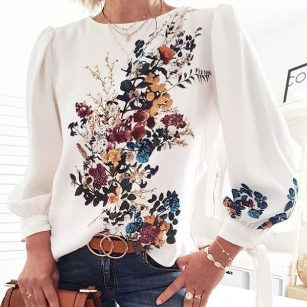 women flora printed long sleeve loose style pullover blouse chic casual spring fall fashion new trends shirt, White
women flora printed long sleeve loose style pullover blouse chic casual spring fall fashion new trends shirt, White