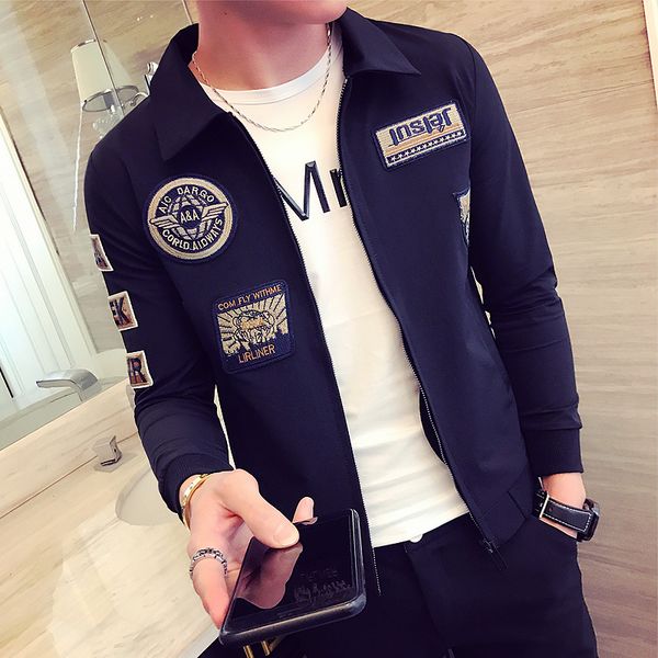 2019 new spring fashion men's casual blue jacket, korean slim long sleeve label jacket , young people red jacket s-3xl, Black;brown
2019 new spring fashion men's casual blue jacket, korean slim long sleeve label jacket , young people red jacket s-3xl, Black;brown