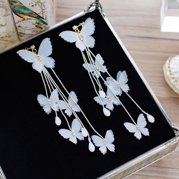 1 pair fashion women brides flower butterfly long tassel wedding dangle earrings jewelry gifts kqs8, Silver
1 pair fashion women brides flower butterfly long tassel wedding dangle earrings jewelry gifts kqs8, Silver