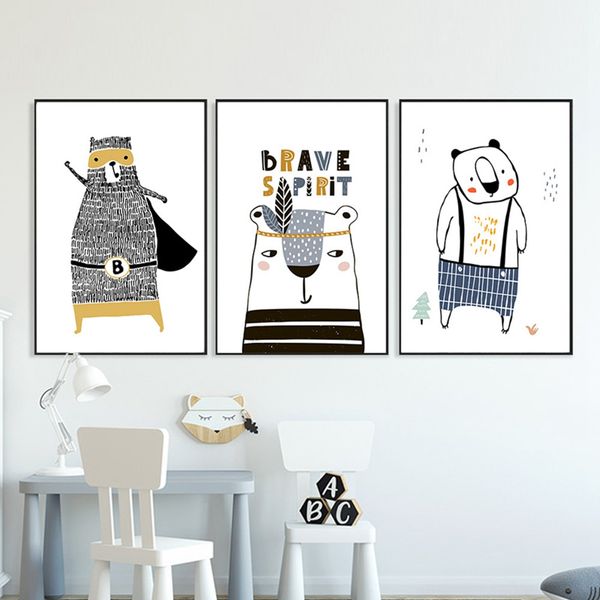 nordic contracted hand-drawn cartoon cute tribe bear animals children's room wall art decoration canvas painting home decor
nordic contracted hand-drawn cartoon cute tribe bear animals children's room wall art decoration canvas painting home decor