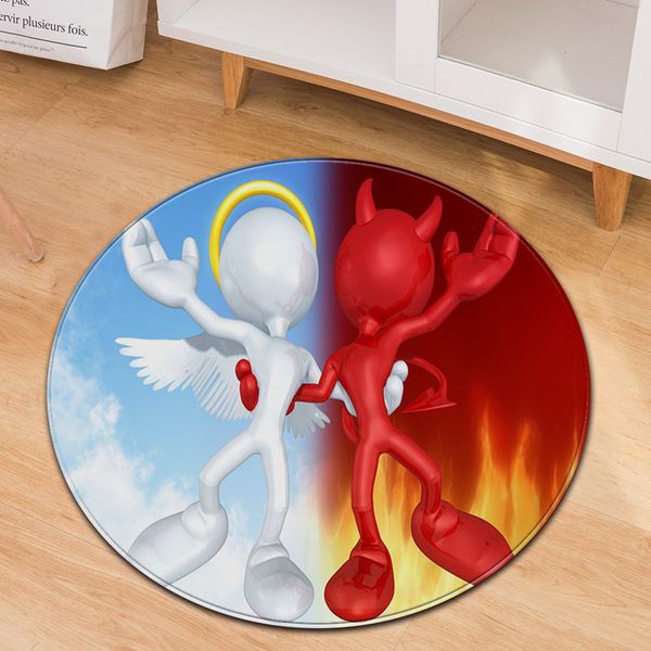 

creative angel devil 3d carpet soft flannel kids play round chair mat child home decor carpets for living room bedroom area rugs