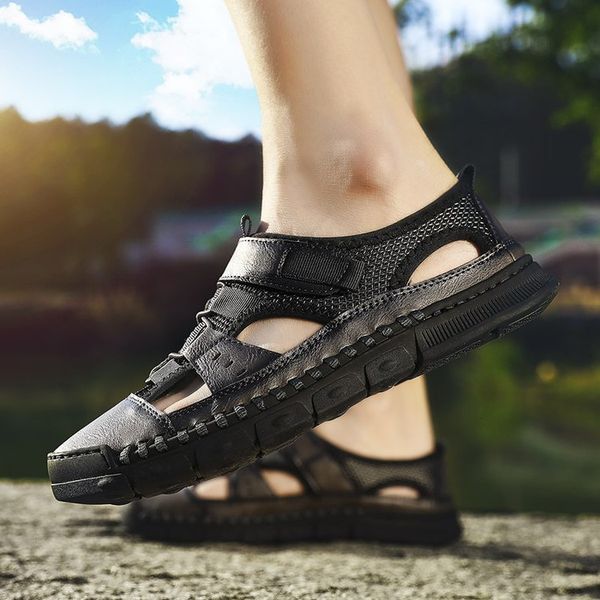 summer korean-style new style casual fashion sandals men slippers trend youth pu leather porous hollow out sandals, Black
summer korean-style new style casual fashion sandals men slippers trend youth pu leather porous hollow out sandals, Black