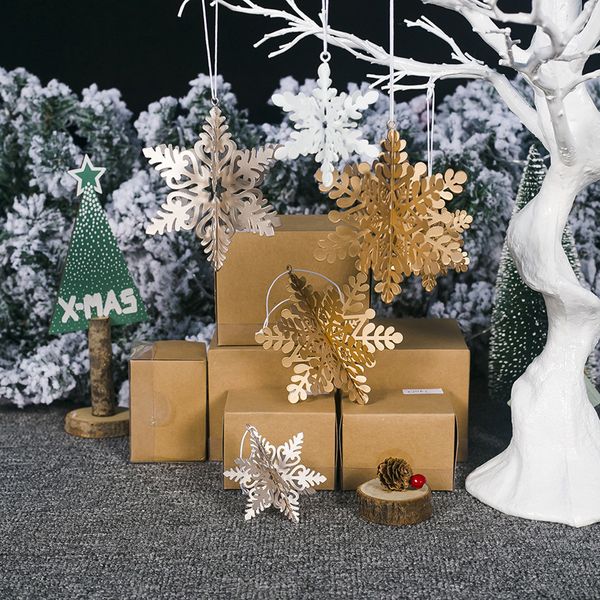 

wrought iron cutout three-dimensional snowflake pendant christmas tree decor sep#24