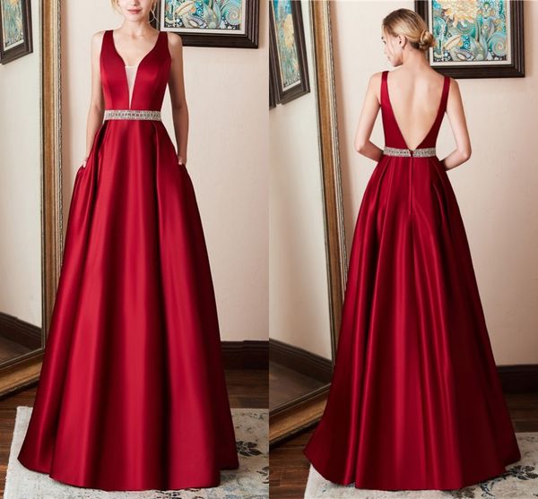 empire waist dark red dresses evening wear formal 2019 plunging v open back beaded sashes satin prom dress evening gowns party long, Black;red
empire waist dark red dresses evening wear formal 2019 plunging v open back beaded sashes satin prom dress evening gowns party long, Black;red