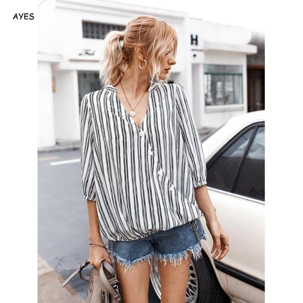 striped button loose chiffon blouses women summer loose half sleeve v neck casual shirt 2020 lady office vogue shirts, White
striped button loose chiffon blouses women summer loose half sleeve v neck casual shirt 2020 lady office vogue shirts, White
