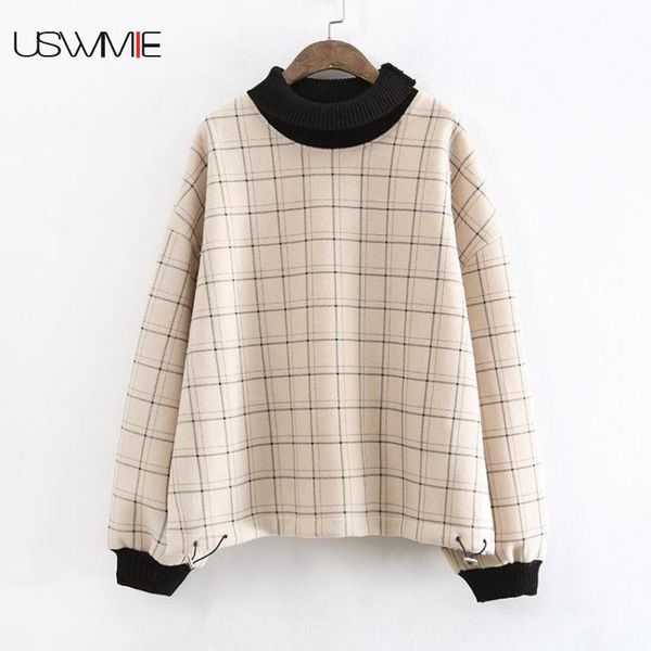 2018 winter hoodies women fashion high collar retro plaid long sleeve color matching drawstring comfort joker pullover uswmie, Black
2018 winter hoodies women fashion high collar retro plaid long sleeve color matching drawstring comfort joker pullover uswmie, Black