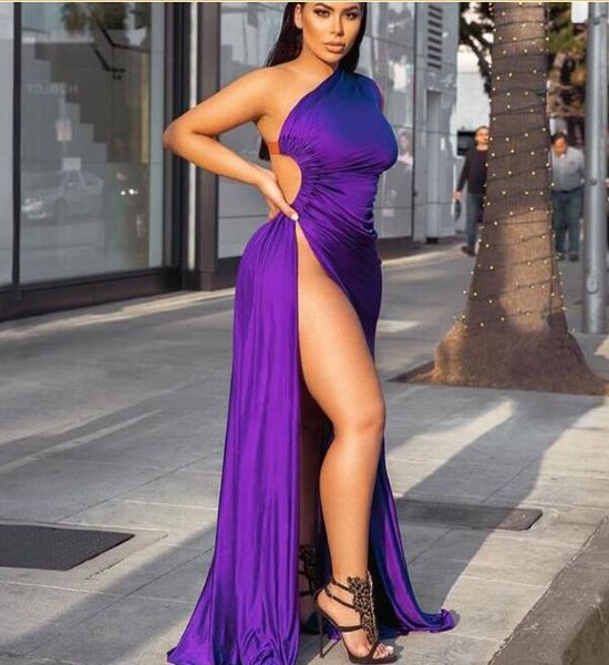 new spring dresses evening dress yousef aljasmi purple chiffon one shoulder split pleat long dress, Black;pink
new spring dresses evening dress yousef aljasmi purple chiffon one shoulder split pleat long dress, Black;pink