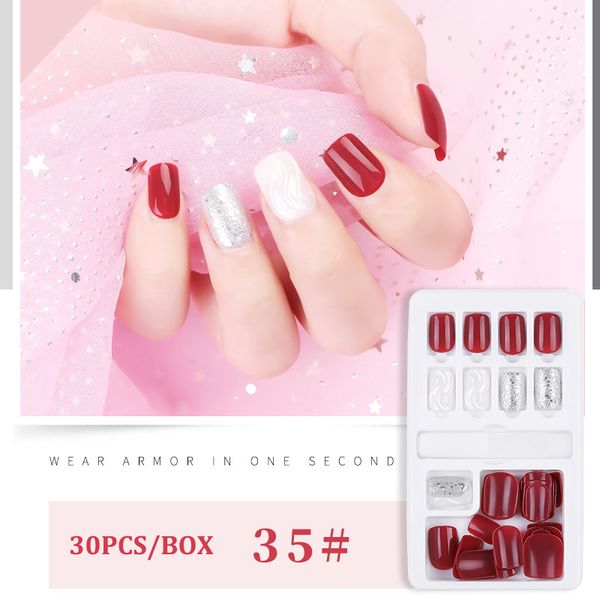 30pcs/boxfake nails with glue press on nails nail tips with jelly double-sided tape natural extension nail art, Red;gold
30pcs/boxfake nails with glue press on nails nail tips with jelly double-sided tape natural extension nail art, Red;gold