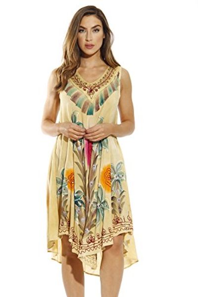 riviera sun tie dye summer dress with floral hand painted design, Black;gray 
riviera sun tie dye summer dress with floral hand painted design, Black;gray