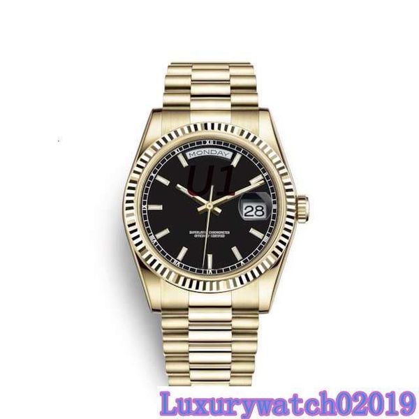 41mm luminous black dial automatic sapphire double calendar president bracelet yellow gold mens watch watches fixed fluted bezel wristwatch, Slivery;brown
41mm luminous black dial automatic sapphire double calendar president bracelet yellow gold mens watch watches fixed fluted bezel wristwatch, Slivery;brown