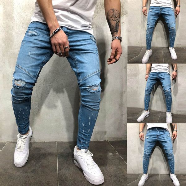 men's hole jeans elastic denim cotton vintage wash hip hop work trousers jeans pants 2019 men's casual pants skinny trousers, Blue
men's hole jeans elastic denim cotton vintage wash hip hop work trousers jeans pants 2019 men's casual pants skinny trousers, Blue