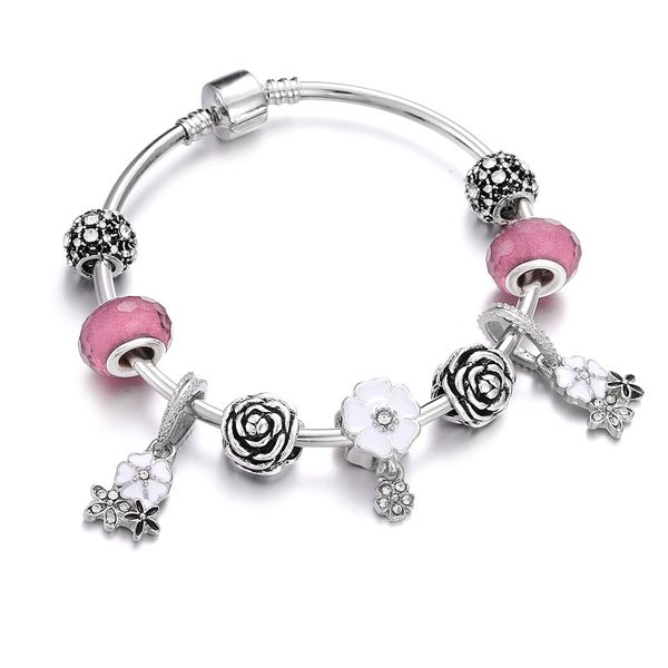 fashion women jewelry silver bracelets & bracelets diy flower series pendant bling crystal beads for girlfriend gifts wholesale, Black
fashion women jewelry silver bracelets & bracelets diy flower series pendant bling crystal beads for girlfriend gifts wholesale, Black