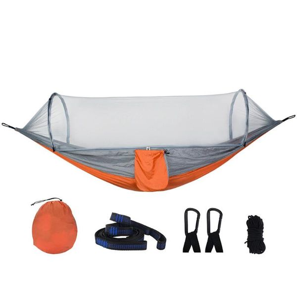 portable outdoor camping hammock with mosquito net parachute fabric tent backpacking travel survival hunting sleeping bed
portable outdoor camping hammock with mosquito net parachute fabric tent backpacking travel survival hunting sleeping bed