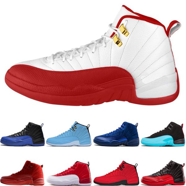 

12 12s fiba new fashion basketball shoes game royal gym red flu game gamma blue taxi master men sports sneakers size 713