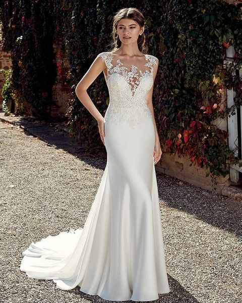 scoop neck satin mermaid bohemia wedding dresses 2020 cap sleeves tulle lace applique plus size wedding bridal gowns, White
scoop neck satin mermaid bohemia wedding dresses 2020 cap sleeves tulle lace applique plus size wedding bridal gowns, White