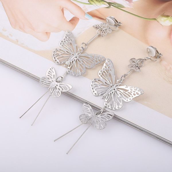 grace jun new design 3 butterfly shape tassel clip on earrings wihtout piercing for women fashion luxury big statement earrings, Silver
grace jun new design 3 butterfly shape tassel clip on earrings wihtout piercing for women fashion luxury big statement earrings, Silver
