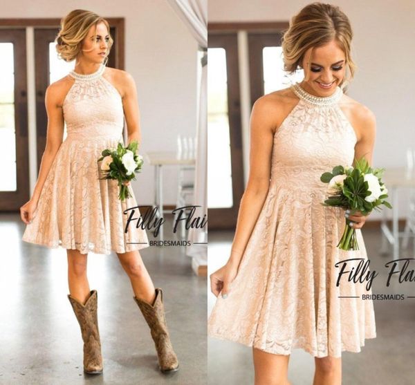 short lace bridesmaid dresses 2019 country knee length jewel neck zipper back western maid of honor dresses custom made plus size ba7847, White;pink
short lace bridesmaid dresses 2019 country knee length jewel neck zipper back western maid of honor dresses custom made plus size ba7847, White;pink