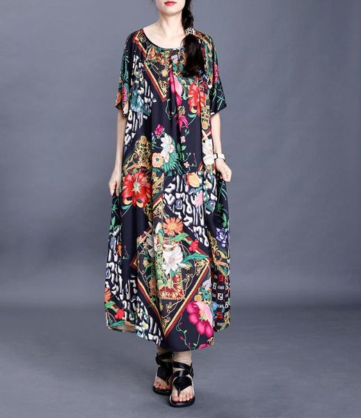 women summer printed loose dress ladies vintage print dresses female 2020 soft dress, Black;gray
women summer printed loose dress ladies vintage print dresses female 2020 soft dress, Black;gray