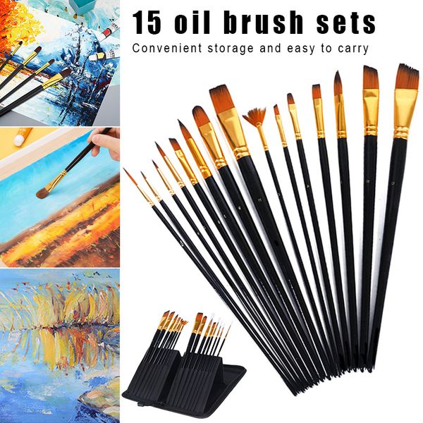 15 pcs artist paint brush set long handle portable for watercolor acrylic oil painting lfx-ing
15 pcs artist paint brush set long handle portable for watercolor acrylic oil painting lfx-ing
