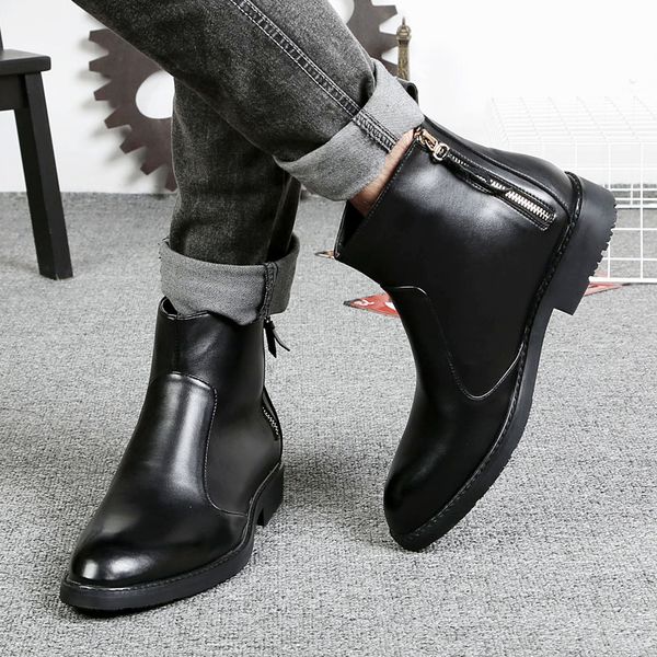 black men ankle boots zip concise vintage pointed toe motorcycle boots low heel casual british style shoes
black men ankle boots zip concise vintage pointed toe motorcycle boots low heel casual british style shoes