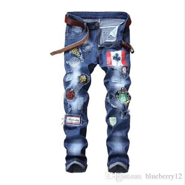 mens jeans europe and america slim straight elastic patch badge holes mens trousers large size, Blue
mens jeans europe and america slim straight elastic patch badge holes mens trousers large size, Blue