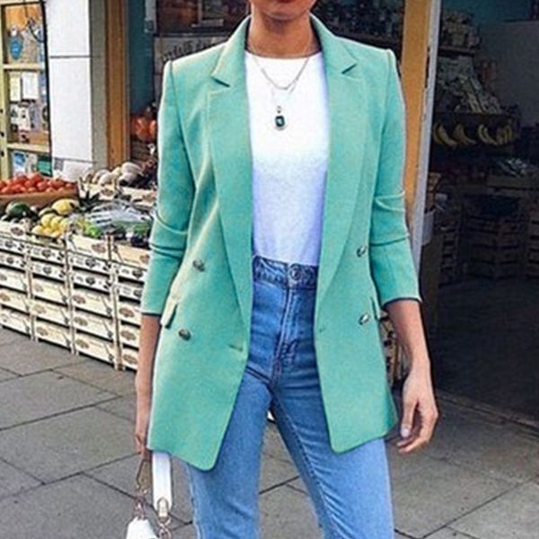 spring ladies blazers 2019 fashion double breasted slim blazer women suit jacket pink female plus size blazer femme formal, White;black
spring ladies blazers 2019 fashion double breasted slim blazer women suit jacket pink female plus size blazer femme formal, White;black