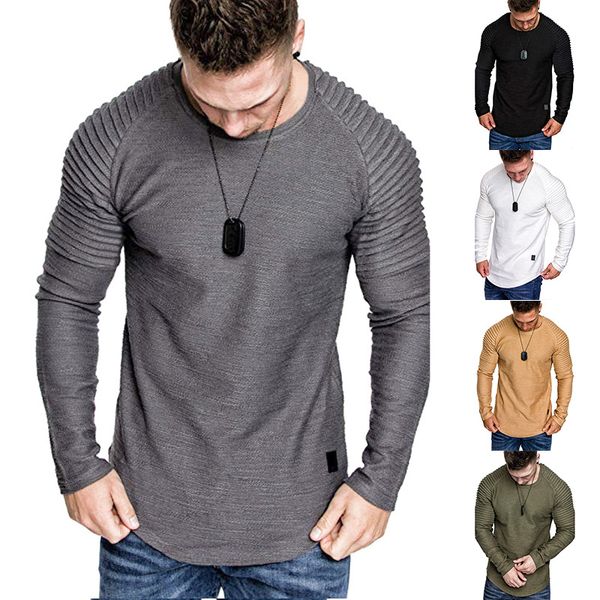 spot t-shirts teen autumn trend pleated solid color round neck long sleeve men's t-shirt, support mixed batch, White;black
spot t-shirts teen autumn trend pleated solid color round neck long sleeve men's t-shirt, support mixed batch, White;black