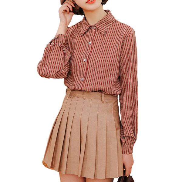 women vintage striped blouse long sleeve shirt blouses shirts button blusas female work shirt tunic mujer, White 
women vintage striped blouse long sleeve shirt blouses shirts button blusas female work shirt tunic mujer, White