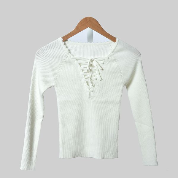 2019 fall winter white / black long sleeve v neck pure color knitted front lace up sweater knits & tees women fashion sweaters ag1023043s
2019 fall winter white / black long sleeve v neck pure color knitted front lace up sweater knits & tees women fashion sweaters ag1023043s