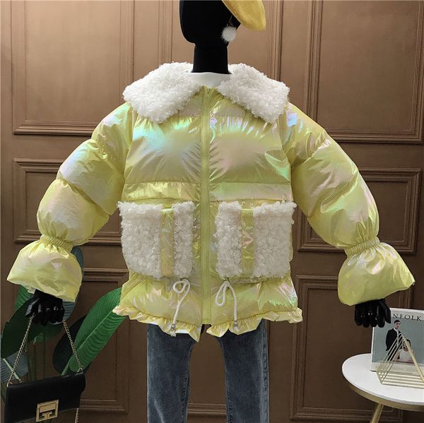 2019 winter parka jacket womens loose long coat woman spliced lambs wool thick fur collar padded coat girls warm coatton coats, Black
2019 winter parka jacket womens loose long coat woman spliced lambs wool thick fur collar padded coat girls warm coatton coats, Black